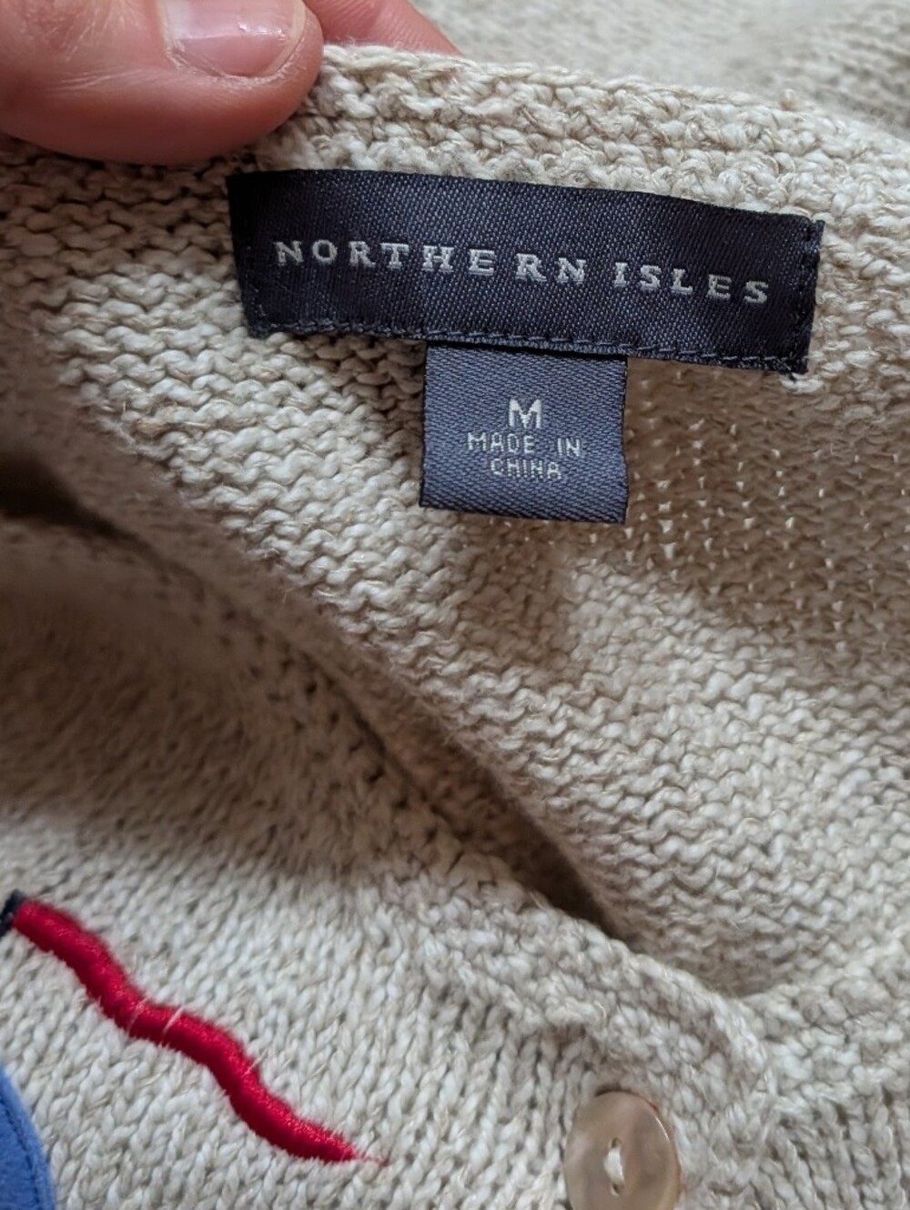 Northern Isles Knit Cardigan Sweater Americana 4th Of July USA Embroidered Vtg - Picture 4 of 5